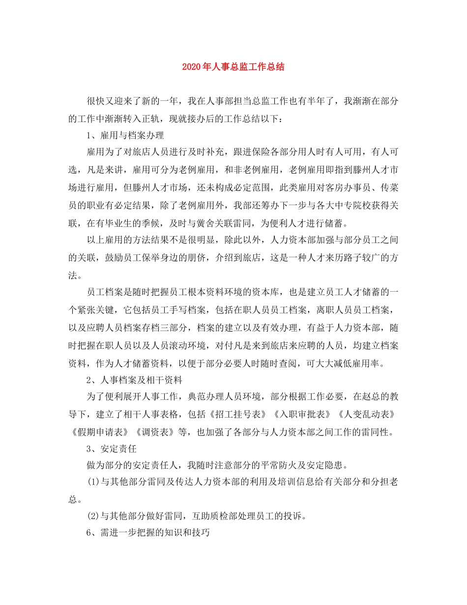 2020年人事总监工作总结 _第1页