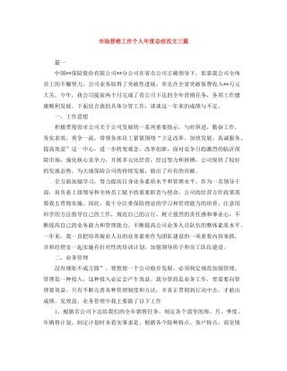市场营销工作个人年度总结范文三篇