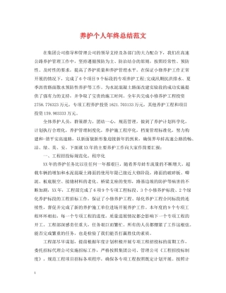 养护个人年终总结范文