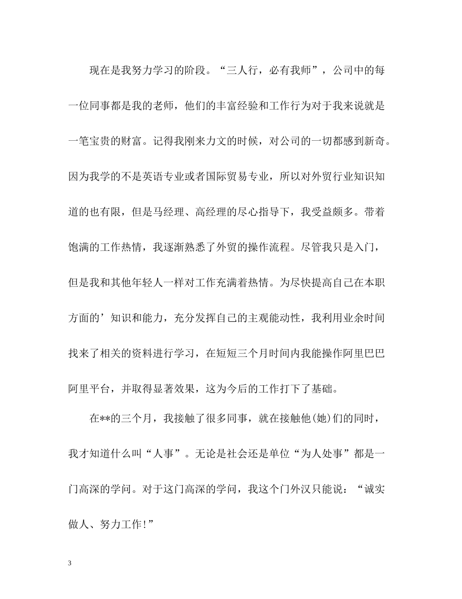 外贸业务员试用期工作总结参考_第3页