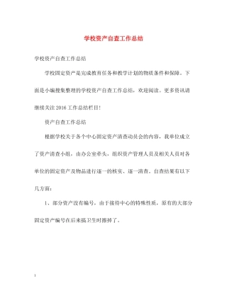 学校资产自查工作总结