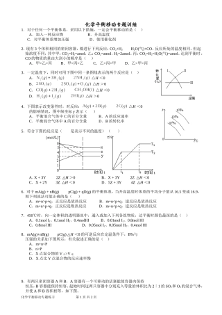 化学平衡移动训练题