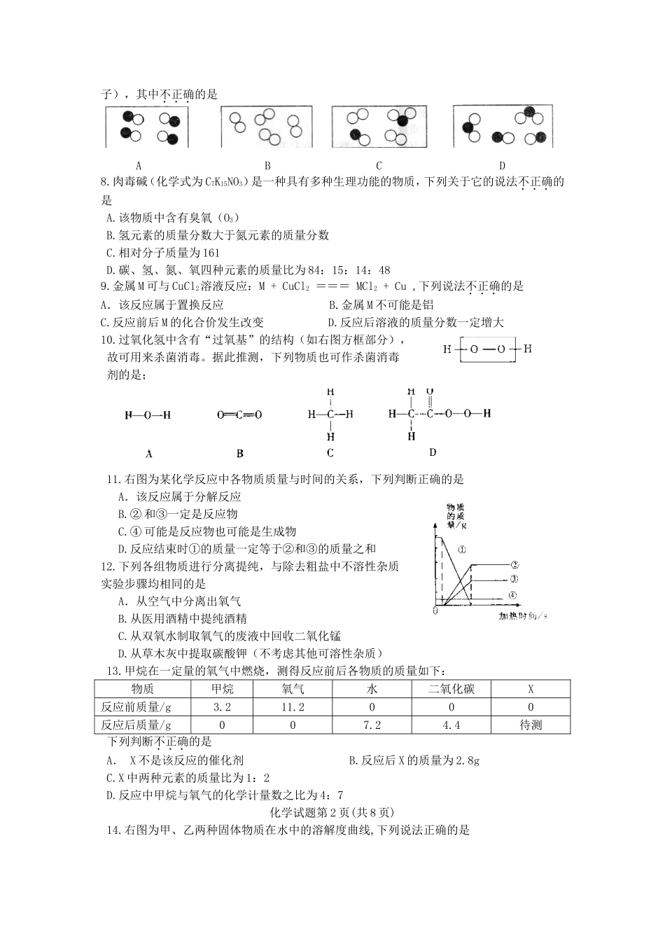 （河南赛区）2013年全国初中学生化学素质和实验能力竞赛河南赛区预赛试卷（_第2页