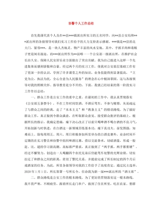 协警个人工作总结