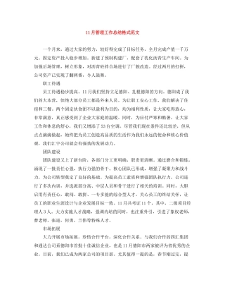 11月管理工作总结格式范文