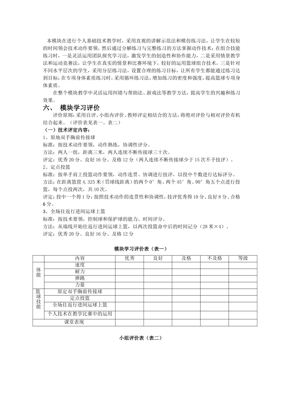 篮球模块教学计划_第2页