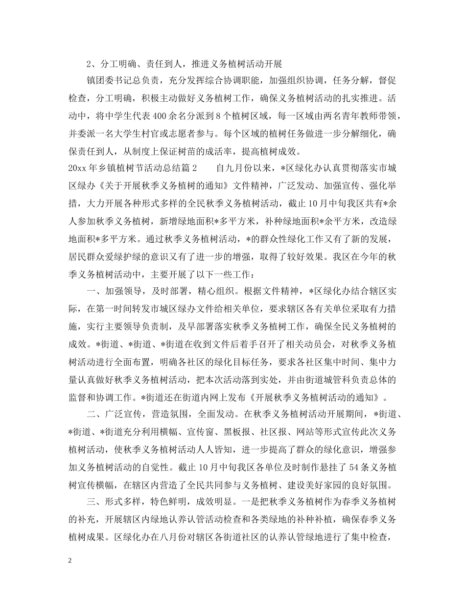 2020年乡镇植树节活动总结范文 _第2页