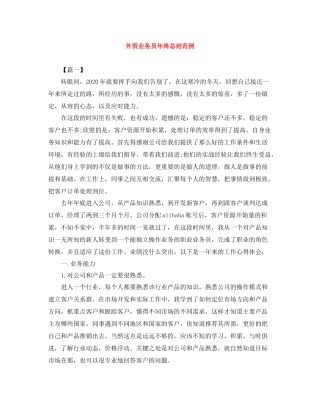 外贸业务员年终总结范例