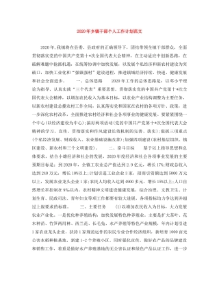 2020年乡镇干部个人工作计划范文 