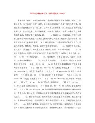 2020年乡镇干部个人工作计划范文1000字 