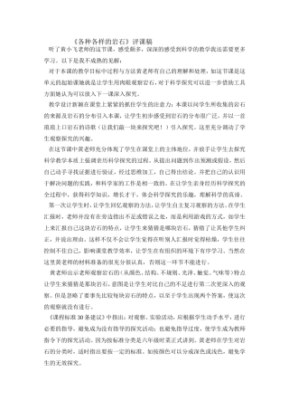 《各种各样的岩石》评课