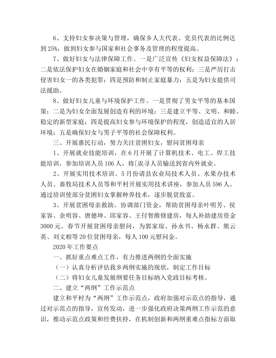 2020年乡镇实施两纲工作总结和2020年工作要点 _第2页