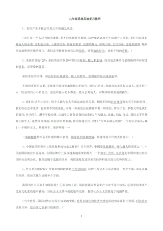 九年级思品复习提纲