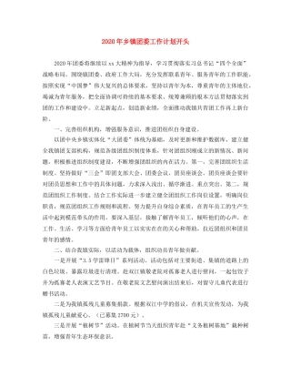 2020年乡镇团委工作计划开头 