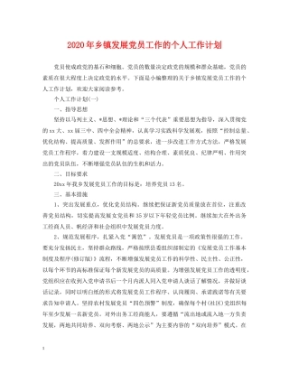 2020年乡镇发展党员工作的个人工作计划 