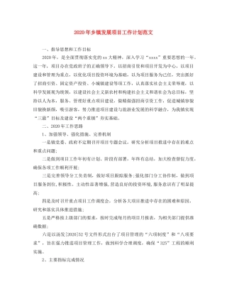 2020年乡镇发展项目工作计划范文 