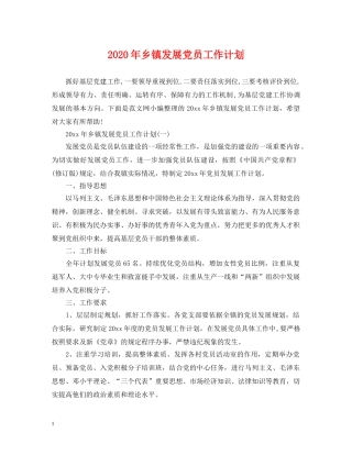 2020年乡镇发展党员工作计划 