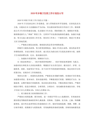 2020年乡镇卫生院工作计划怎么写 
