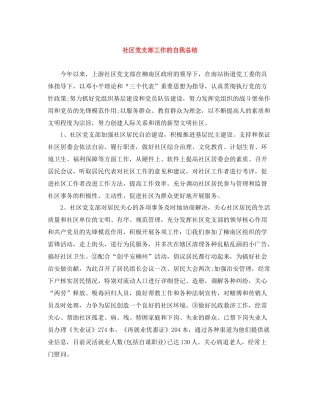 社区党支部工作的自我总结