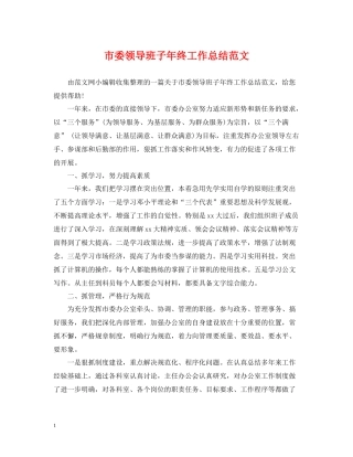 市委领导班子年终工作总结范文