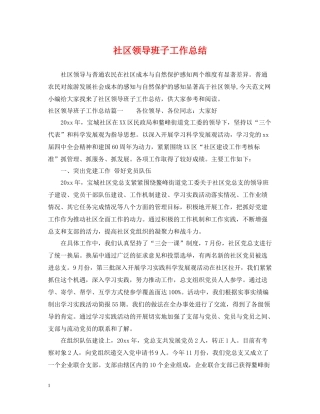 社区领导班子工作总结