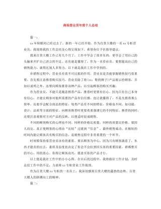商场营业员年度个人总结