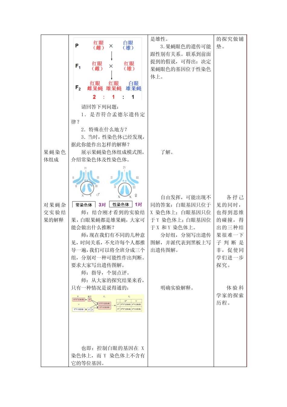 《基因在染色体上》教学设计 _第3页