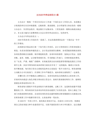 主办会计年终总结范文3篇