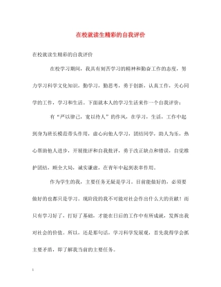 在校就读生精彩的自我评价