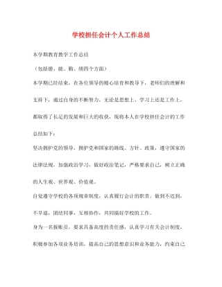 学校担任会计个人工作总结