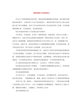 商务经理工作总结范文