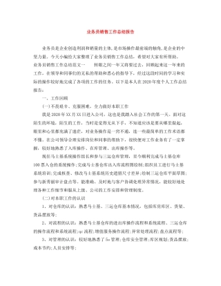 业务员销售工作总结报告