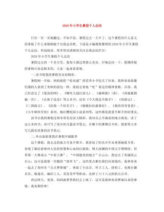 2020年小学生暑假个人总结