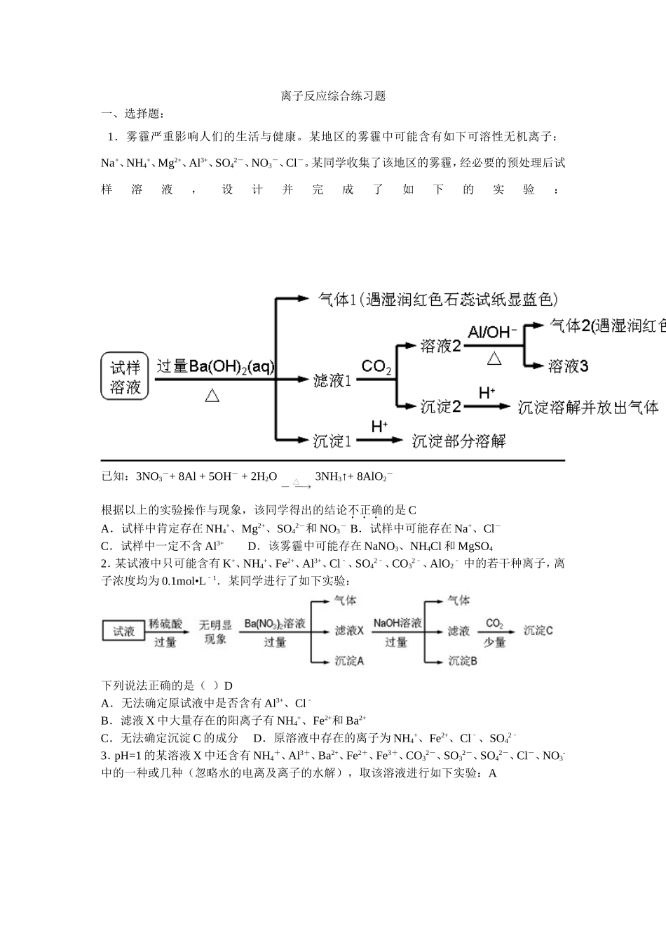 离子反应综合题_第1页