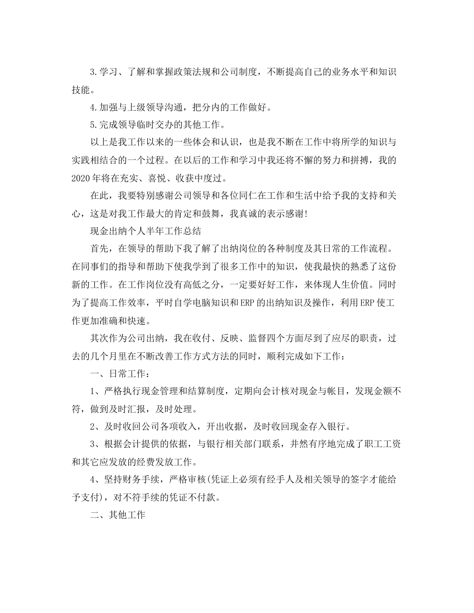 现金出纳个人半年工作的总结_第2页