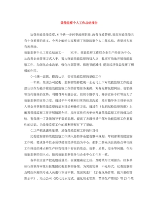 效能监察个人工作总结报告