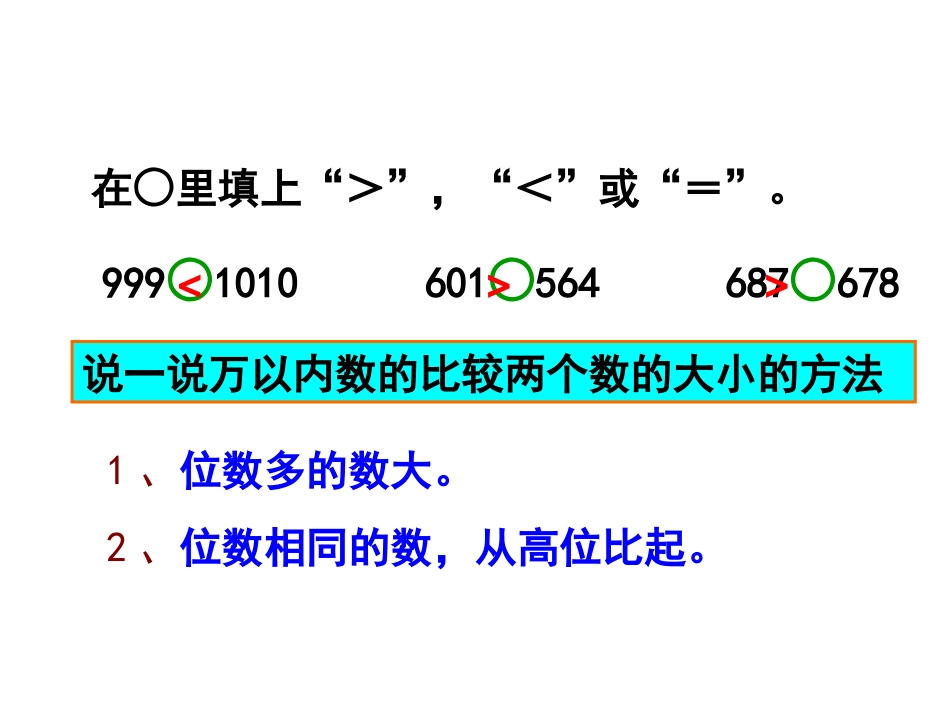 第一单元第四节《亿以内数的大小比较》教学课件_第2页