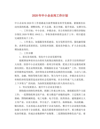 2020年中小企业局工作计划 