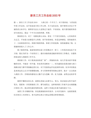 新员工月工作总结3