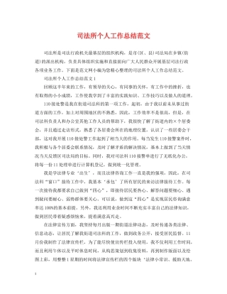司法所个人工作总结范文2