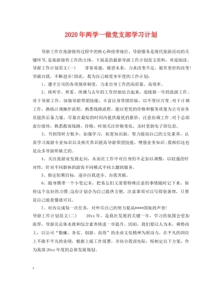 2020年两学一做党支部学习计划 