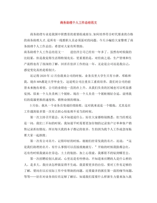 商务助理个人工作总结范文