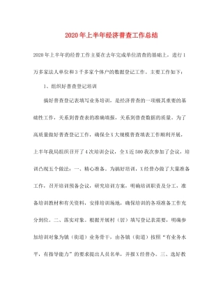 2020年上半年经济普查工作总结