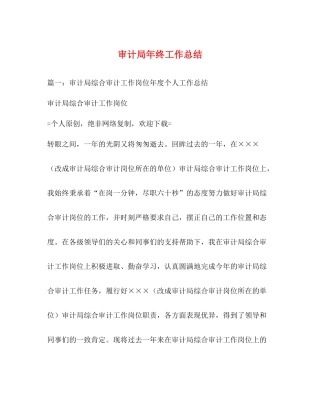 审计局年终工作总结