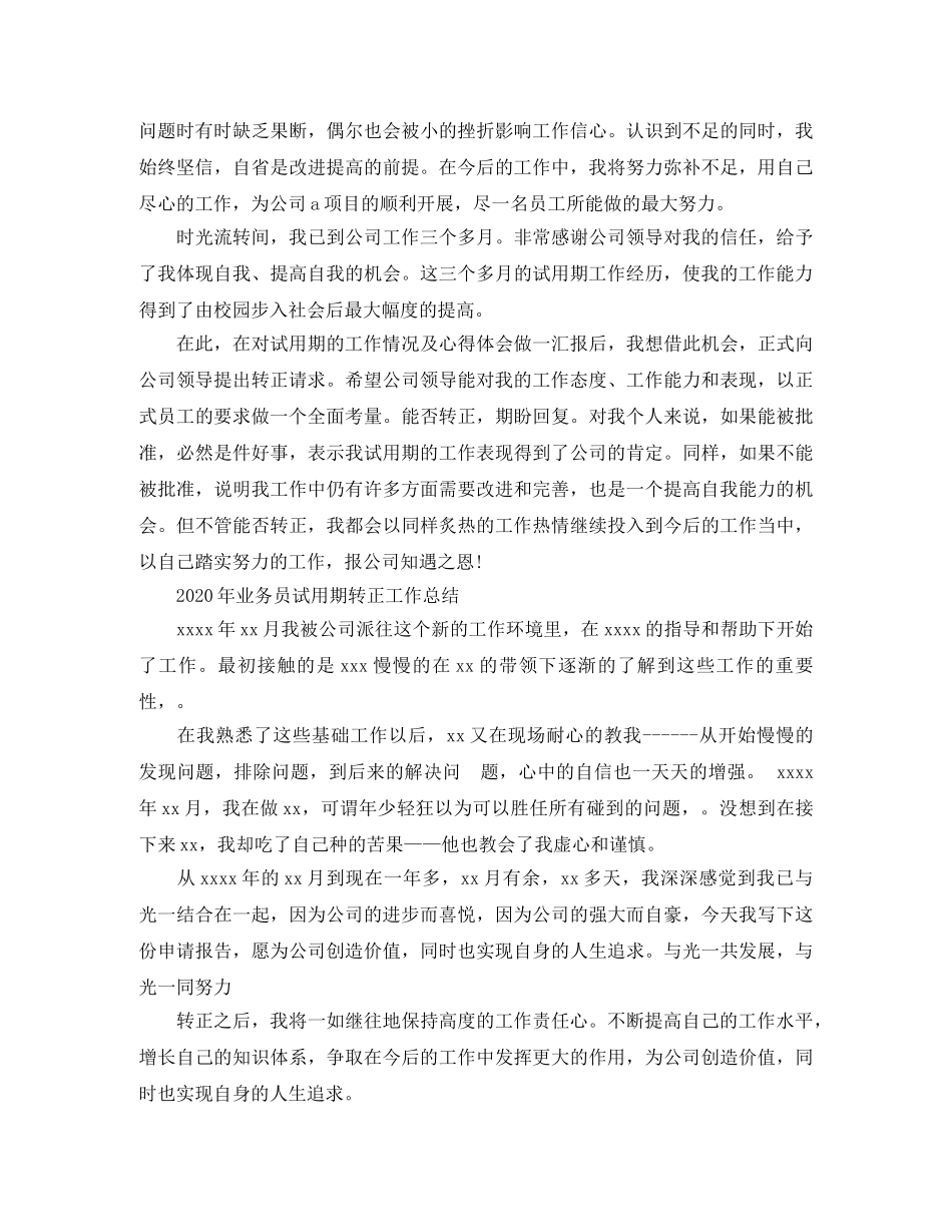 2020年业务员试用期转正工作总结 _第3页