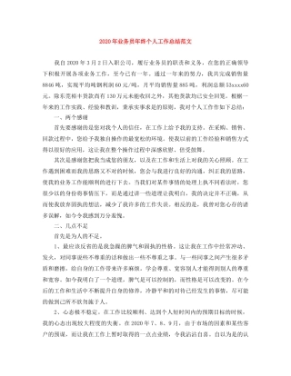 2020年业务员年终个人工作总结范文 