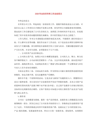 2020年业务员年终工作总结范文 