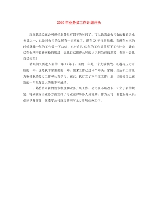 2020年业务员工作计划开头 