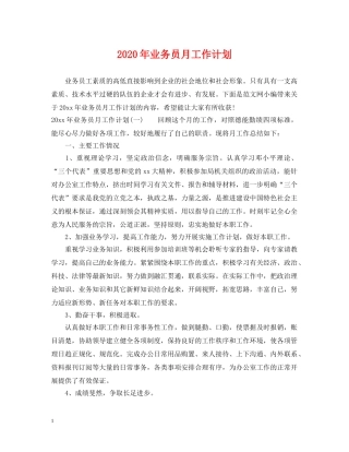 2020年业务员月工作计划 