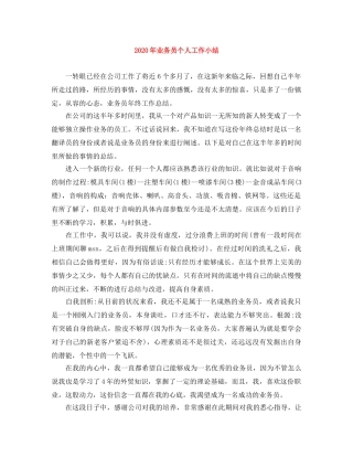 2020年业务员个人工作小结 